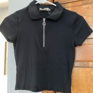 Black Zip-Up crop top S Small
